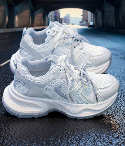 Thick Sole Pink Chunky Sneakers For Women